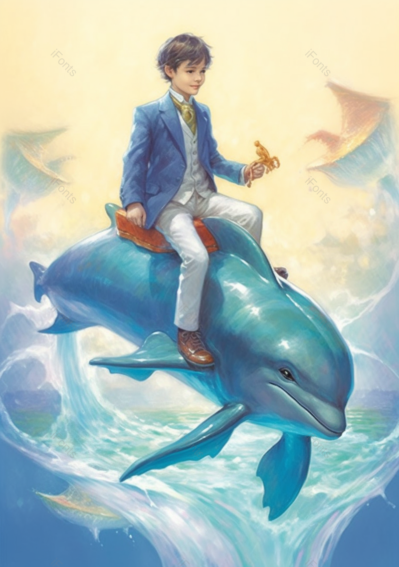 儿童节充满想象力童趣西装孩子们乘着海豚飞翔在蓝天碧海之上插画,插画/手绘图,插画/手绘图库,插画/手绘图下载,插画/手绘